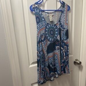 American Rag Blue and Orange Patterned Tank Top